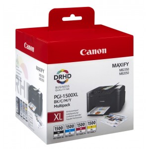 Cartuse CANON PGI-1500 XL, Multi Color Black +Cyan +Magenta +Yellow, Originale, Dual Resistant, High Density, XL Ink Tank, Maxify MB2050/2350